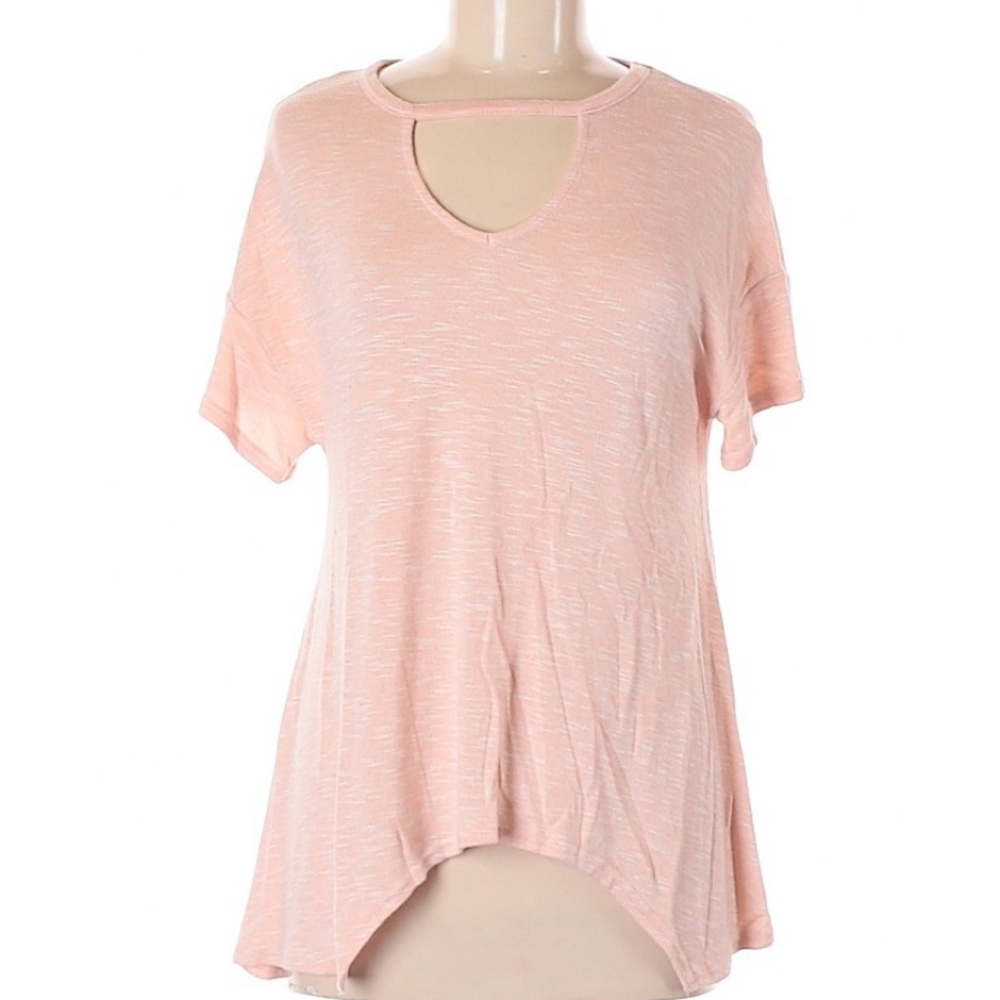 Juicy Couture Pink Chambray Sharkbite Knit Top